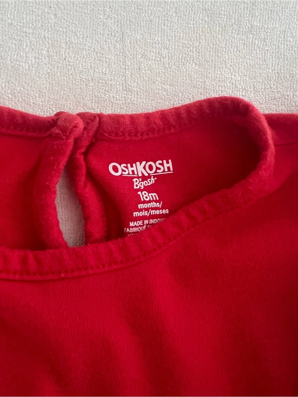 OshKosh B'gosh Light Blue Denim Pinafore with Red Ruffled Top